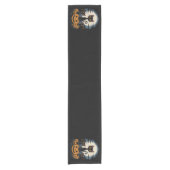 Black Cat Lovers Halloween Starry Night Van Gogh Kurzer Tischläufer (Vorderseite)