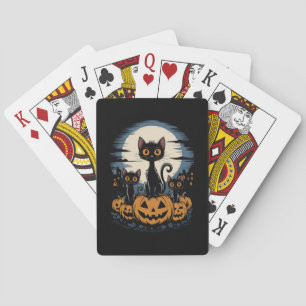 Black Cat Lovers Halloween Starry Night Van Gogh Spielkarten