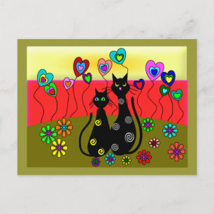 Black Cat Lovers Kunstgeschenke Postkarte
