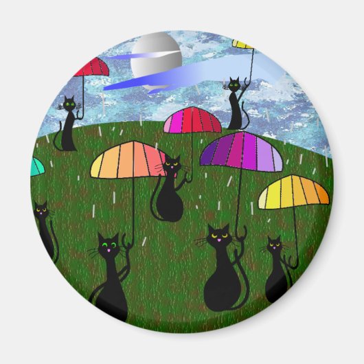 Black Cat Lovers Kunstwerke Magnet (Vorne)