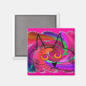 Black Cat Lovers Kunstwerke Magnet (Vorderseite/Rückseite)