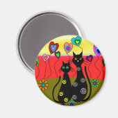 Black Cat Lovers Kunstwerke Magnet (Vorderseite/Rückseite)