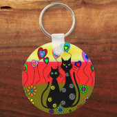 Black Cat Lovers Kunstwerke Schlüsselanhänger (Vorderseite)