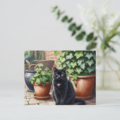 Black Cat Lovers Postkarte (Stehend Vorderseite)