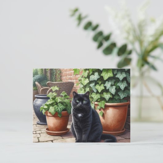 Black Cat Lovers Postkarte (Stehend Vorderseite)