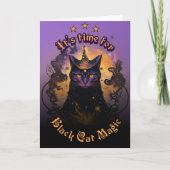 Black Cat Magic Halloween Karte (Vorderseite)