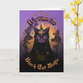 Black Cat Magic Halloween Karte (Gelbe Blume)