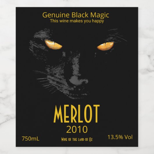 Black Cat Magic lustig anpassbar Weinetikett (Einzelnes Label)