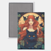 Black Cat Magic Magnet (Vorderseite/Rückseite)