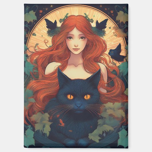 Black Cat Magic Magnet (Vorderseite)