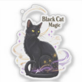 Black Cat Magic - Mystisches Halloween-Vinyl-Stick Aufkleber (Vorderseite)