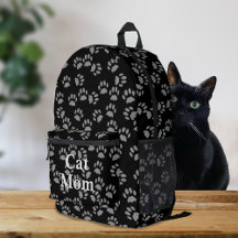 Black Cat Mama Paw Drucken Personalisierter Rucksa
