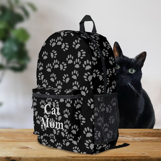 Black Cat Mama Paw Drucken Personalisierter Rucksa Bedruckter Rucksack