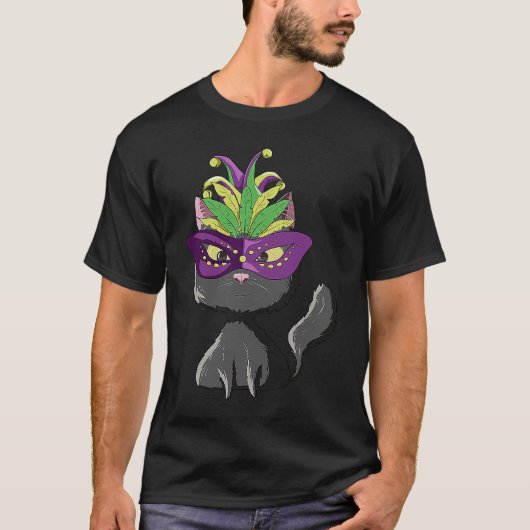 Black Cat Mardi Gras T-Shirt (Vorderseite)