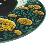 Black Cat Marigold Kunst Kunstvoll wandern Schneidebrett (Ecke)