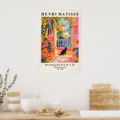 Black Cat Matisse Art Print Pink Beachy Poster (Küche)