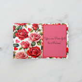 Black Cat Maximalist Roses & Hearts Pun Valentine Karte (Innenseite)