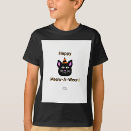 Black Cat Meow-A Ween Boys Black Basic T Shirt