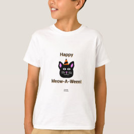 Black Cat Meow-A Ween Boys White Basic T Shirt