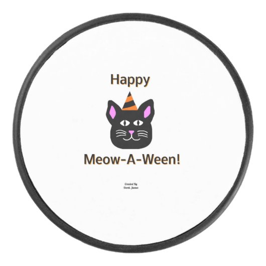 Black Cat Meow-A-Ween Hockey Puck (Vorderseite)