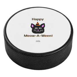 Black Cat Meow-A-Ween Hockey Puck