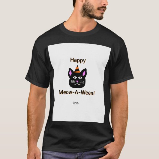 Black Cat Meow-A Ween Men's Black Basic T Shirt (Vorderseite)