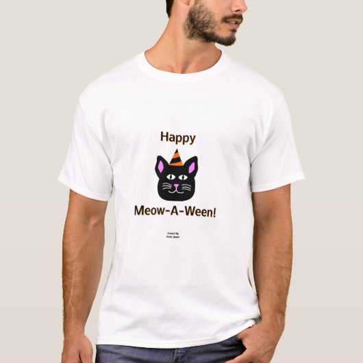 Black Cat Meow-A Ween Men's White Basic T Shirt (Vorderseite)