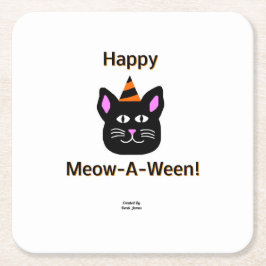 Black Cat Meow-A-Ween Paper Untersetzer
