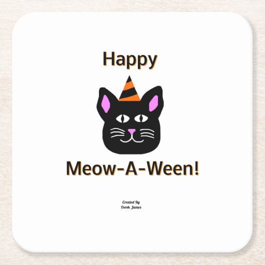 Black Cat Meow-A-Ween Paper Untersetzer (Vorderseite)