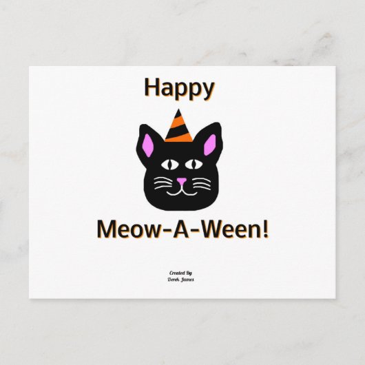 Black Cat Meow-A-Ween-Postkarte Postkarte (Vorderseite)