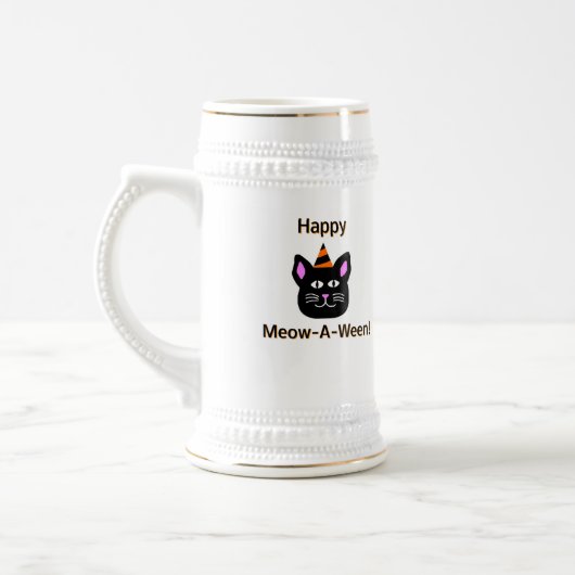 Black Cat Meow-A-Ween Stein Tasse (Links)