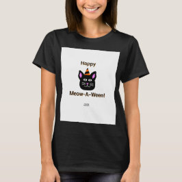 Black Cat Meow-A Ween Women's Black Basic T Shirt