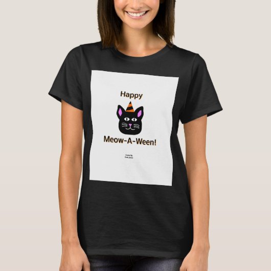 Black Cat Meow-A Ween Women's Black Basic T Shirt (Vorderseite)