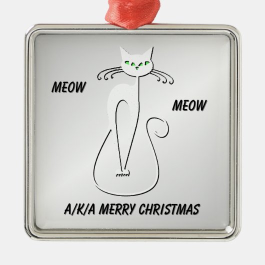 Black Cat Meow Meow alias Frohe Weihnachten Ornament Aus Metall (Vorne)
