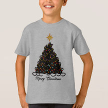 Black cat Meowy Weihnachts-T - Shirt