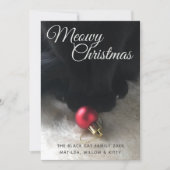 Black Cat Meowy Weihnachtskarte (Vorderseite)