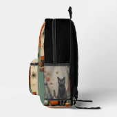 Black Cat Mid Century Mod Türkis Black Orange Bedruckter Rucksack (Rechts)