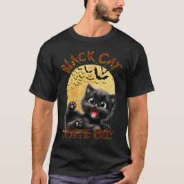 Black Cat Midnight Magie mit Fledermäusen T-Shirt