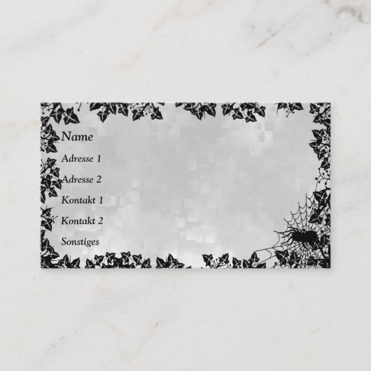 Black Cat mit Bat and Spider Business Card Visitenkarte (Vorderseite)