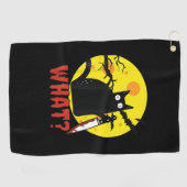 Black Cat mit Bloody Knife Sprichwort Was_ lustige Golfhandtuch (Horizontal)