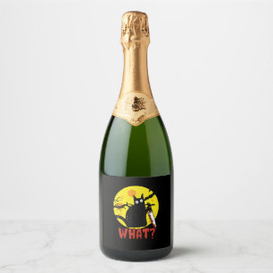 Black Cat mit Bloody Knife Sprichwort Was_ lustige Schaumweinetikett