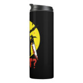 Black Cat mit Bloody Knife Sprichwort Was_ lustige Thermosbecher (Nach rechts gedreht)