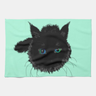 Black Cat mit Blue Eyes Küchentuch Ihre Farben