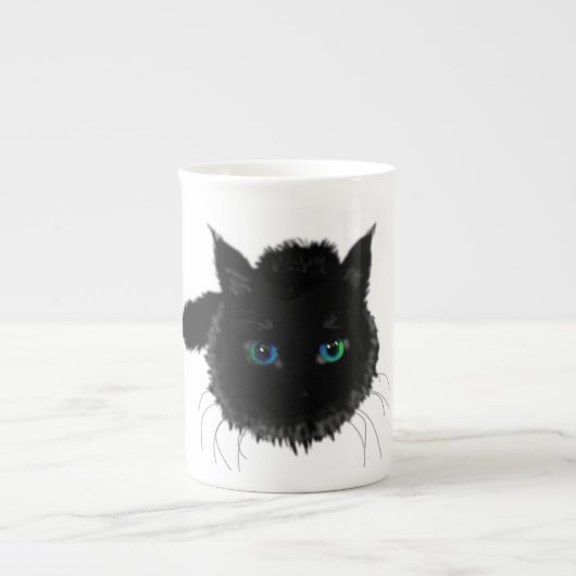 Black Cat mit Blue Green Eyes Tasse Gift (Vorderseite)