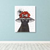 Black Cat mit Fabulous Hat 2 Leinwanddruck (Insitu (Holzboden))