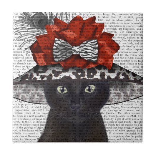 Black Cat mit Fabulous Hat Fliese (Vorderseite)