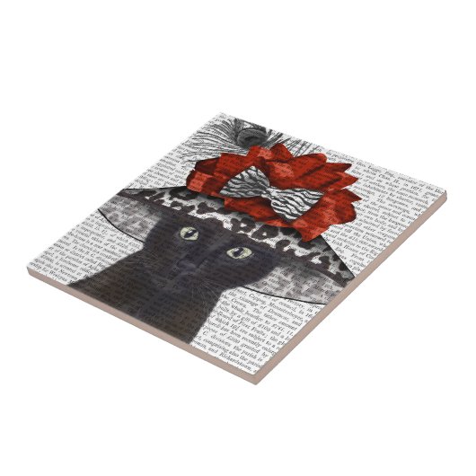 Black Cat mit Fabulous Hat Fliese (Seite)