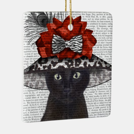 Black Cat mit Fabulous Hat Keramikornament (Rechts)