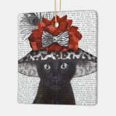 Black Cat mit Fabulous Hat Keramikornament (Links)