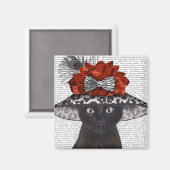 Black Cat mit Fabulous Hat Magnet (Vorderseite/Rückseite)